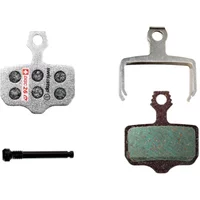 SwissStop Disc 26 Endurance Avid Elixir brake pads, metallic backing, green friction surface, includes bolt and clip.
