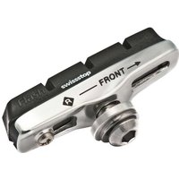 Black Swissstop Flash Pro brake pad for aluminum rims with silver metal holder and directional arrow.