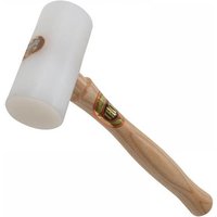 White plastic mallet with a wooden handle, featuring a 40mm head, branded by Thor.