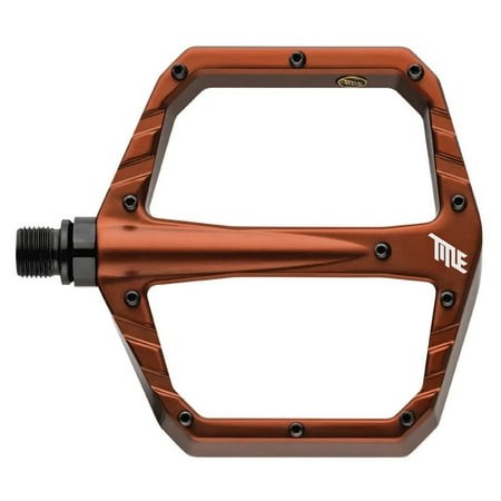 Bronze aluminum MTB Connect pedals with a hexagonal shape, featuring textured grip surfaces and multiple threaded holes for secure attachment.