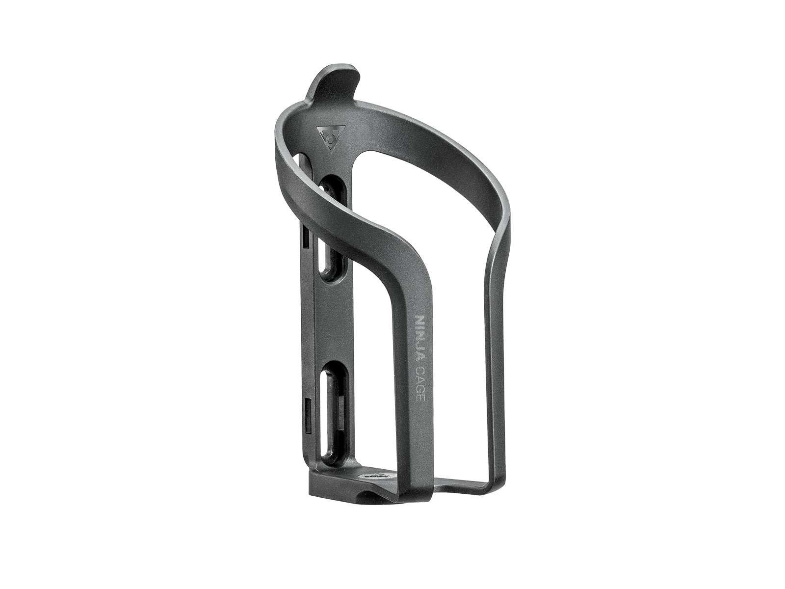 Black Topeak Ninja Bottle Cage with sleek design, integrated tool storage, and minimalist frame mount.