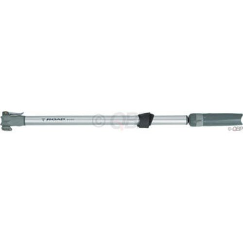 Topeak Road Masterblaster Pump in silver aluminum with a black grip, designed for bike frames 54-59cm, featuring a compact, lightweight design for easy portability.