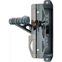 "Black and silver Topeak Turn-Up wall mounted bike holder with adjustable arm and sleek design"