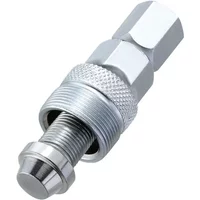 Silver Topeak Universal Crank Puller with knurled grip, threaded body, and hexagonal end for bicycle maintenance.