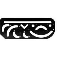 Black Trend Aperture Radius Jig with multiple cut-out shapes and rounded edges for precise woodworking.