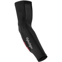 Black Troy Lee Designs Speed Youth MTB elbow sleeve with logo and red accents, sleek and form-fitting design.