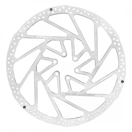 Silver 180mm TRP R1 2.3mm 6-bolt rotor featuring a unique, intricate design with multiple cutouts for weight reduction and improved heat dissipation.