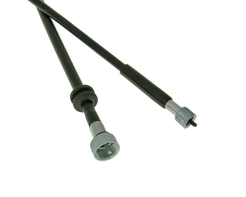 Black speedometer cable with metal connectors, designed for Derbi Boulevard 100 models from 2010-2011, featuring a durable outer casing and precise fittings for easy installation.