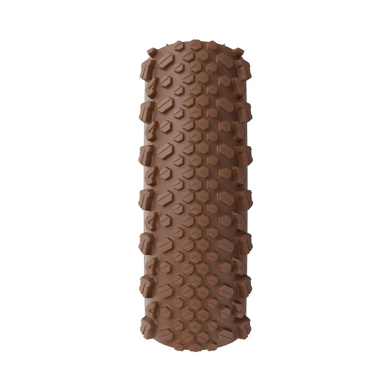 Vittoria Terreno Pro T50 mixed gravel race tubeless tyre in a brown rubber material, featuring a hexagonal tread pattern for enhanced grip, sized 700 x 45.