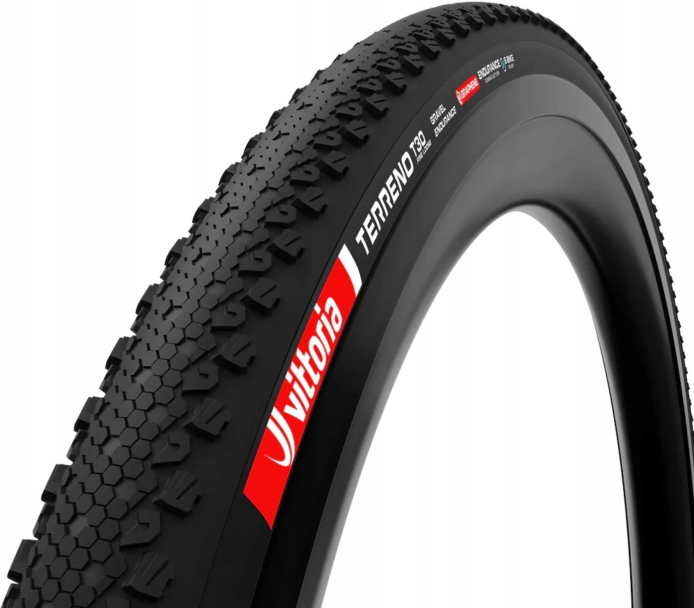 Vittoria Terreno T30 Fine Loose G2.0 TLR gravel tyre in black, 700 x 37 size, featuring a textured tread pattern and red branding for enhanced grip and durability.