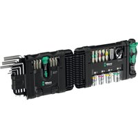 Wera Tool Check 50 Piece Modular Tool Set with black case, green handles, assorted bits, sockets, and hex keys.