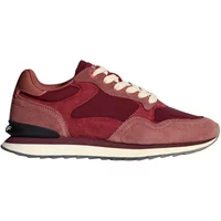 Women's trainers by Hoff, maroon and pink suede with white laces, brown heel detail, and cushioned sole.