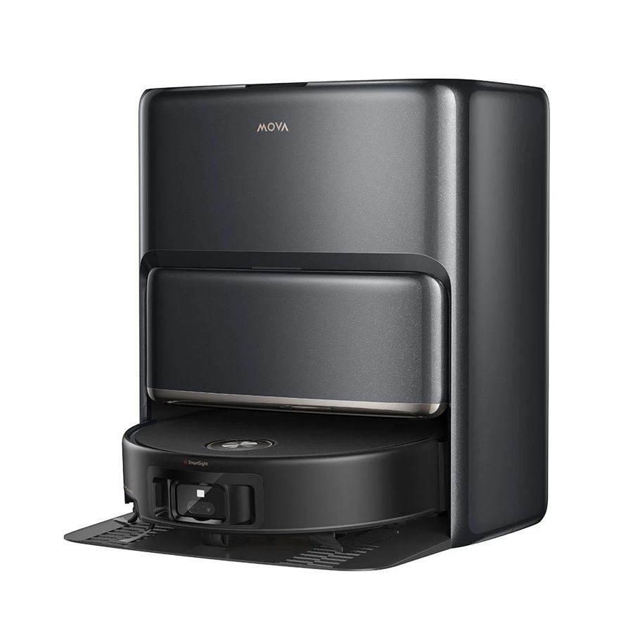 Mova Z60 Ultra Roller Complete Robot in sleek black, featuring a compact design with a smooth finish, a circular base, and a front panel for easy access and controls.