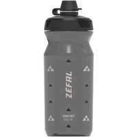Gray Zefal Sense Soft 65 water bottle, 650ml, with black cap and triangular design accents.