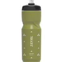 Green Zefal Sense Soft 80 water bottle with black cap and white logo, featuring a textured grip design.