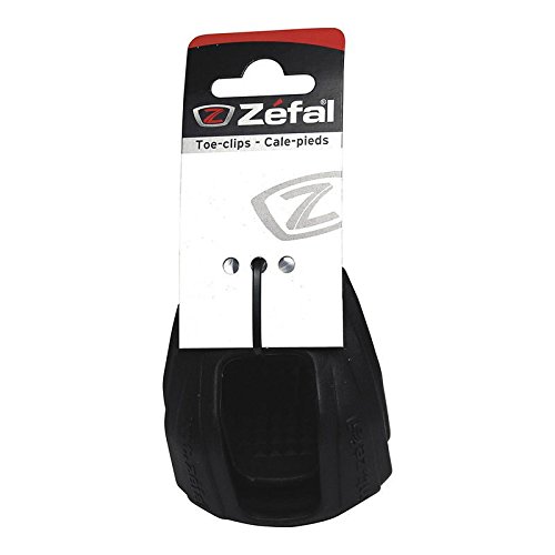 Black rubber half toe clips for bicycles, designed for L/XL pedals, featuring a mounting hardware pack and Zefal branding on the packaging.