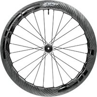 Zipp 454 NSW carbon front wheel, tubeless, disc brake, center locking, 700C, with ZR1SL hub and sleek wavy rim design.
