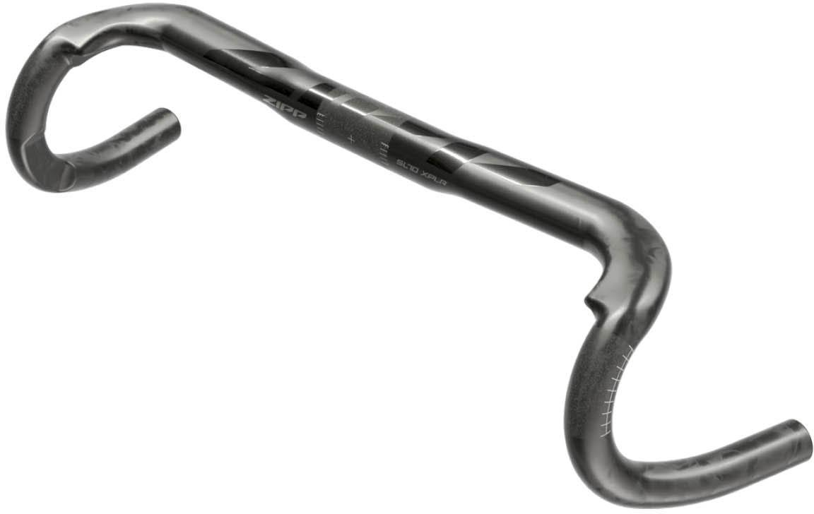 Black Zipp SL 70 XPLR carbon handlebar, 42cm, with ergonomic drops and subtle branding on the top section.