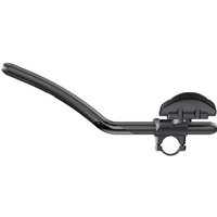 Black Zipp Vuka bar mount with curved Alumina Evo extensions and textured grip, designed for aerodynamic cycling.