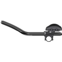 Black Zipp Vuka Clip Above Bar Mount with curved Vuka Alumina Evo Extensions, sleek aerodynamic design.