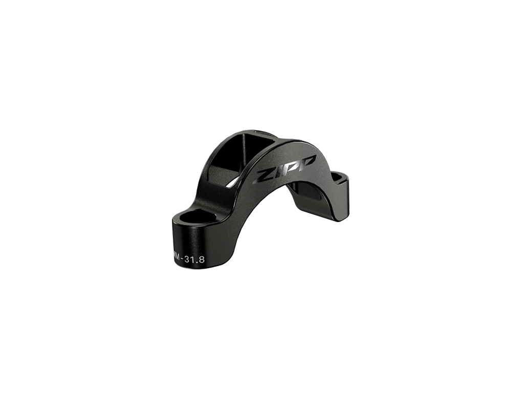 Black aluminum riser kit with a sleek design, featuring the "ZIPP" logo and a 10mm size, designed for secure attachment and enhanced aerodynamics in cycling.