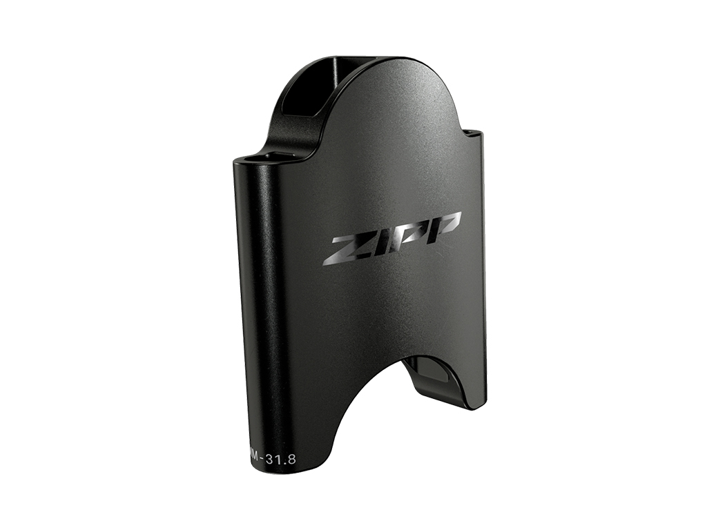 Black aluminum riser kit with a sleek design, featuring the "Zipp" logo, designed for mounting handlebars at a 50mm height.