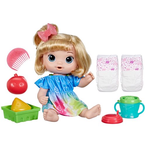 Baby Alive Baby Alive Fruity Sips Doll Apple Pretend Juicer Baby Doll Set Kids 3 and up Blonde Hair