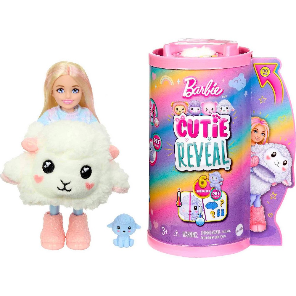 Barbie Dolls & Toys Barbie Cutie Reveal Cozy Cute Tees Series Chelsea Doll & Accessories Plush Lamb Blonde Small Doll