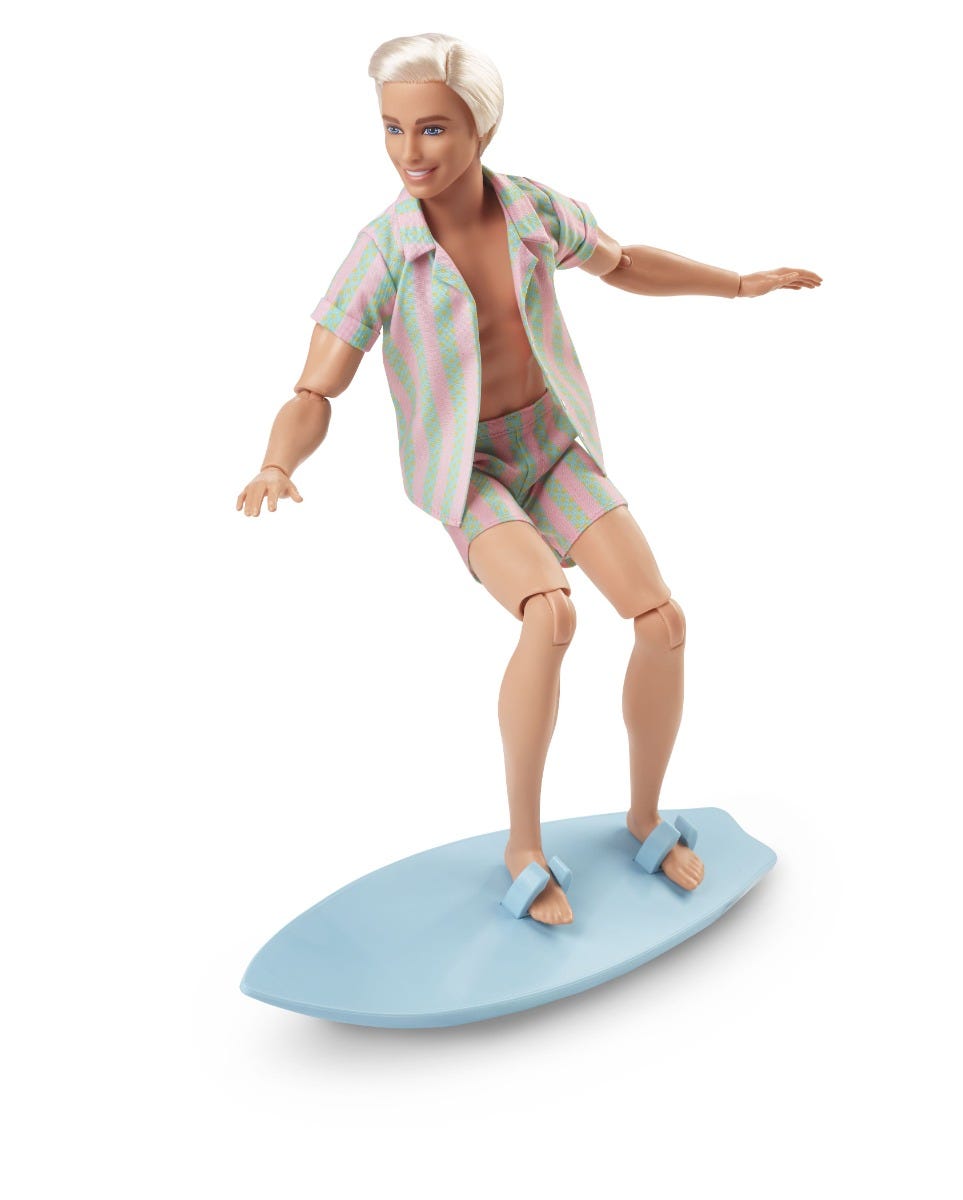 Barbie The Movie Ken Doll in Pastel Striped Beach Matching Set - image 2