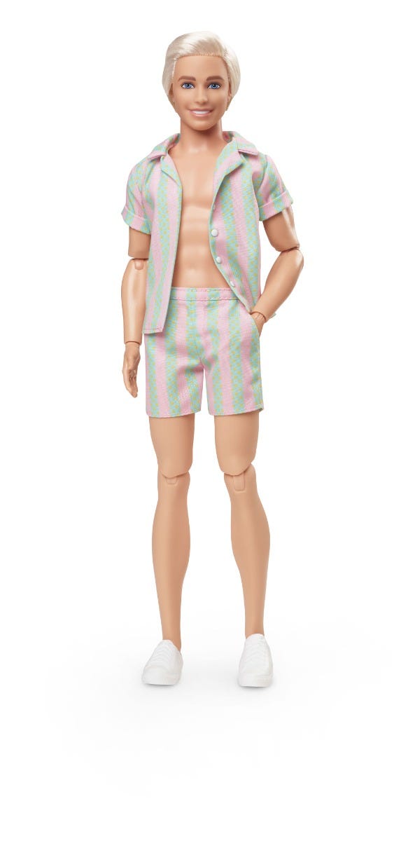 Barbie The Movie Ken Doll in Pastel Striped Beach Matching Set - image 3
