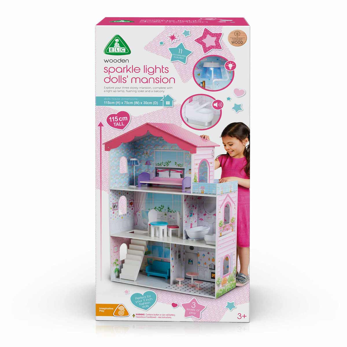 Early Learning Centre Wooden Sparkle Lights Mansion Dolls House - image 4