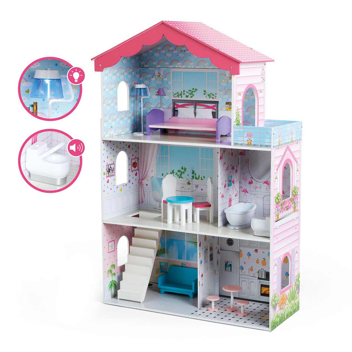 Early Learning Centre Wooden Sparkle Lights Mansion Dolls House - image 5