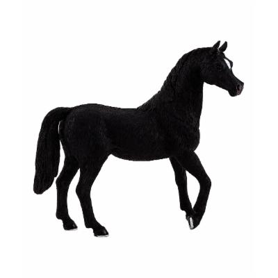 Hand-painted black Arabian stallion figurine with a white crown, featuring realistic details and a textured finish, made from durable plastic.
