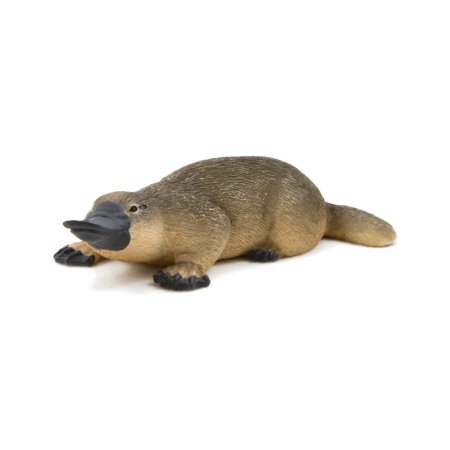 Realistic duck-billed platypus figure in brown and tan, made of durable plastic, featuring detailed fur texture, webbed feet, and a distinctive flat bill.