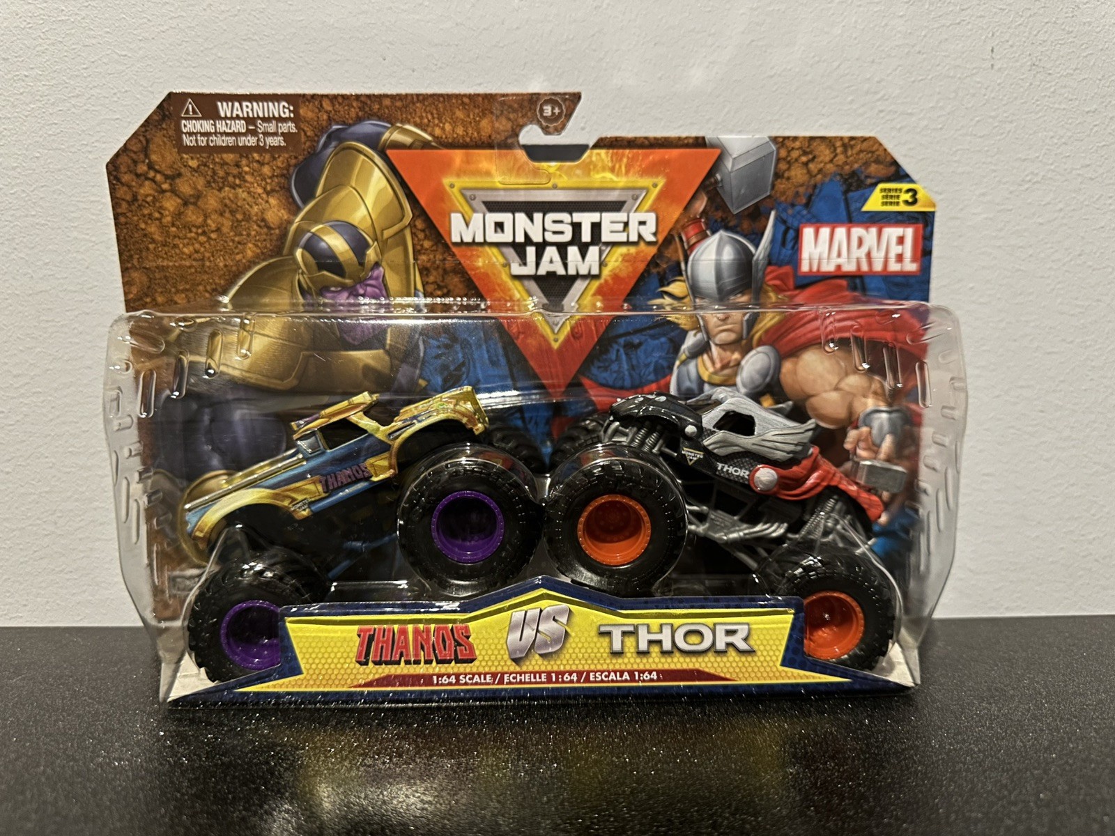 Monster Jam Marvel Thanos Vs Thor Vehicle 2 Pack - image 2