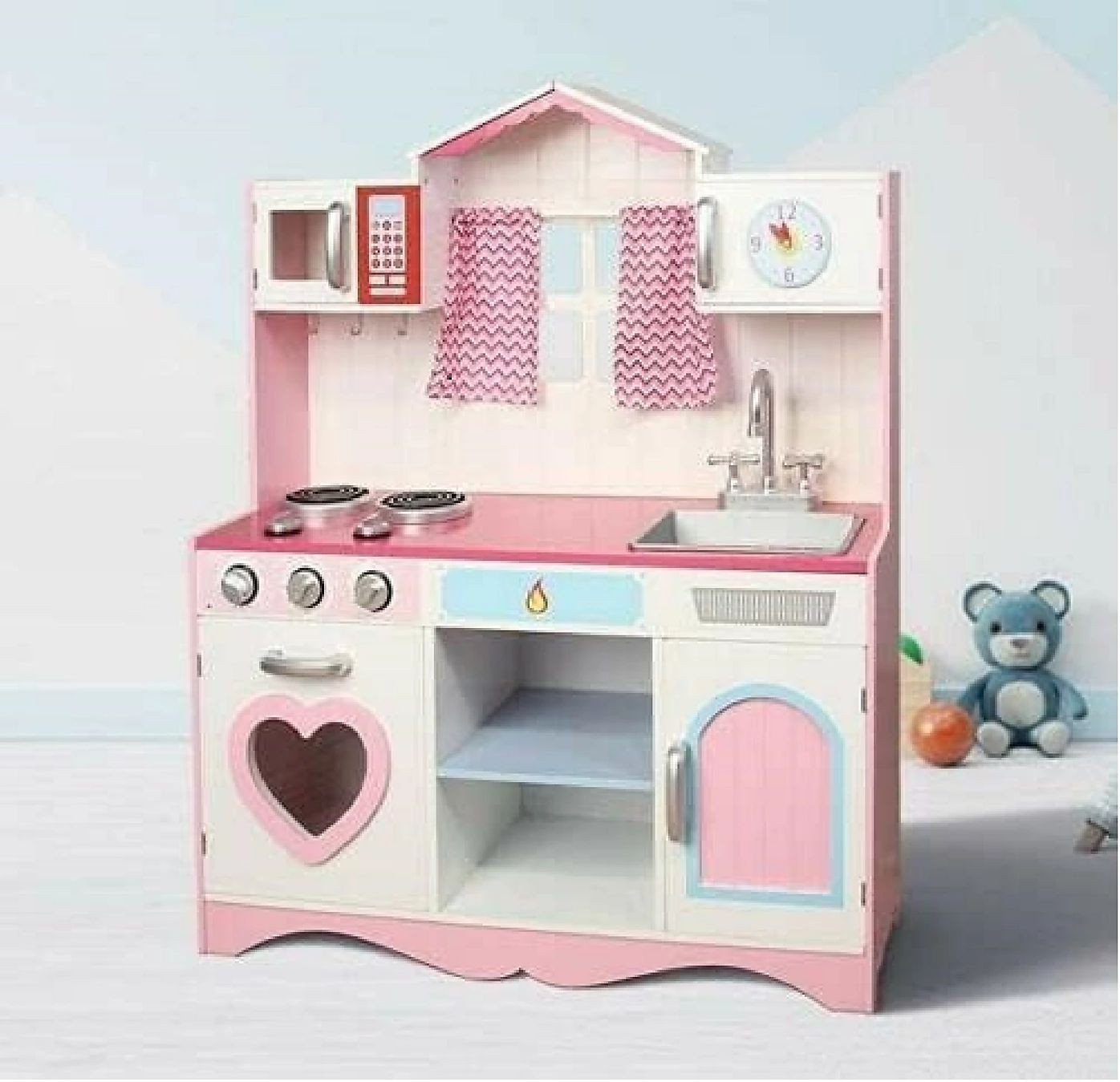 Pink Kids Wooden Kitchen Pretend Playset - image 2