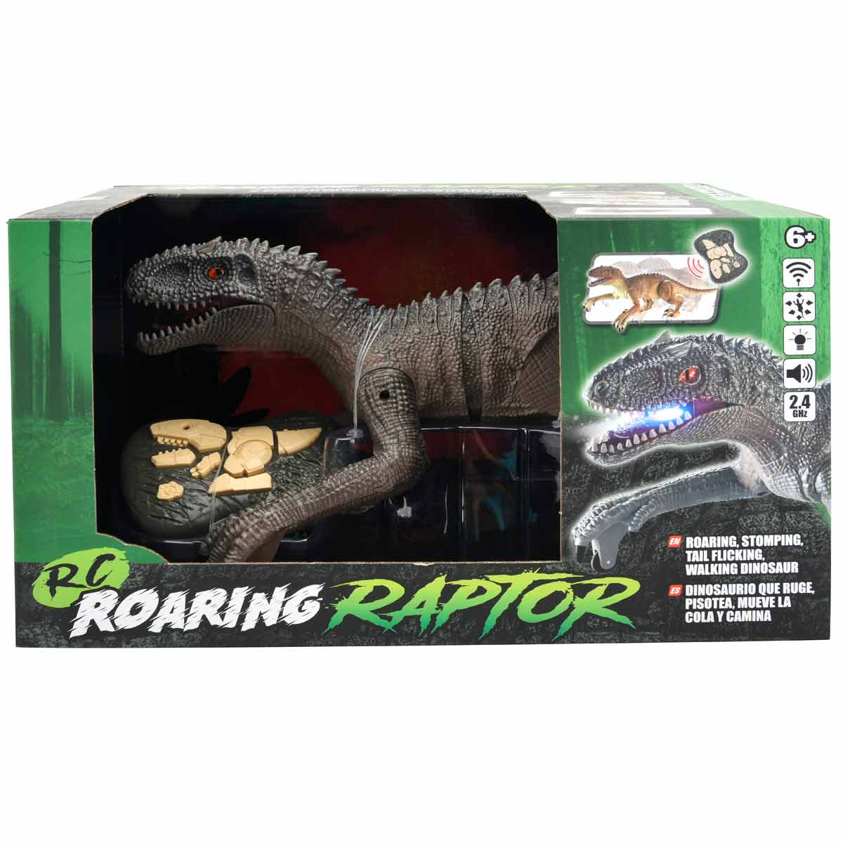 RC Roaring Raptor Grey Remote Control Dinosaur - image 4