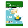 Green packaging featuring "Rocket Arena" in bold orange text, with a blue and yellow rocket graphic, indicating 1,050 Rocket Fuel for Xbox One, suitable for ages 12 and up.