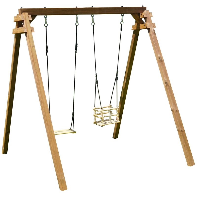 Soulet Ambre Infant and Child Double Wooden Swing Set - image 2