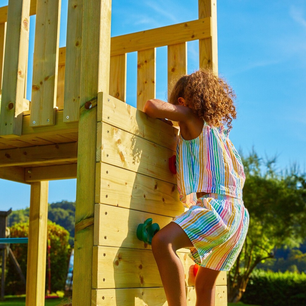 TP Skywood Kids Wooden Climbing Frame with Sky Deck Double Swing and Slide - image 5