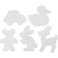 Transparent bead plate set with car, duck, bear, rabbit, and deer shapes, 5 pieces by Creotime.