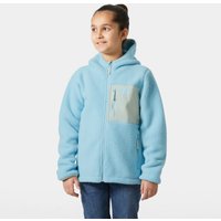 Blue Helly Hansen juniors' fleece jacket with hood, full zip, and chest pocket, size 14.