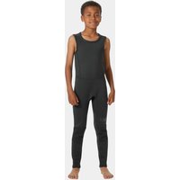 Black Helly Hansen juniors' salopette with sleeveless design, snug fit, and reinforced knee patches, size 10.