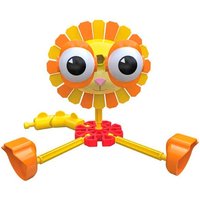 K'nex Safari Mates Building Set with yellow and orange lion figure, large eyes, and movable limbs.