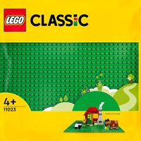 LEGO Classic Green Baseplate 32x32, bright green square board with studded surface, in yellow packaging.