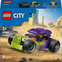 LEGO City Hot Rod Construction Set 60485, purple and green hot rod with flame decals, includes mini-figure driver.
