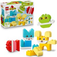 LEGO DUPLO Creative Cute Pets Toy with colorful blocks forming a dog, cat, and bird, includes packaging.