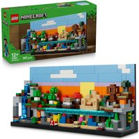 LEGO Minecraft Mini Biomes Building Set with colorful blocks depicting various terrains, includes packaging box.