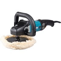 Makita 9237CB/2 polisher, blue and black, 1200W, with a wool pad and ergonomic handle, 240V corded.