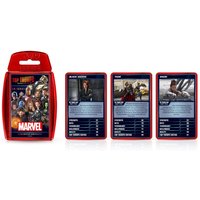 Marvel Cinematic Universe Vol 1 Top Trumps card game in red case with character images on cards.